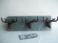 Gusseisen Haken Hirsch Wandhaken Hakenleiste Shabby Garderobenhaken Esschert 3Er