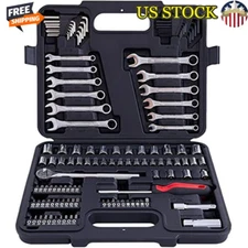 121 PCS Mechanic Tool Set SAE Metric Wrenches Sockets Bits Toolbox Storage New
