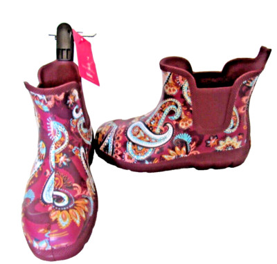 VERA BRADLEY PAISLEY JAMBOREE WATERPROOF RAIN OR GARDEN BOOTS 10 NEW WITHOUT BOX