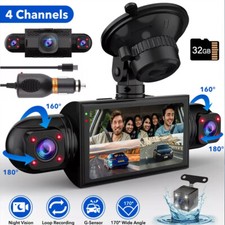 4 Channel Car Dash Cam HD 1080P WiFi DVR Video Driving Recorder W/ 32G Card