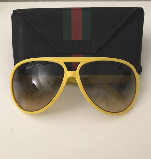 gucci yellow aviator sunglasses