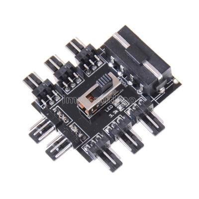 IDE Molex 1 to 8 Multi Way Splitter Cooler Cooling Fan Hub 3pin 12V Power NEW