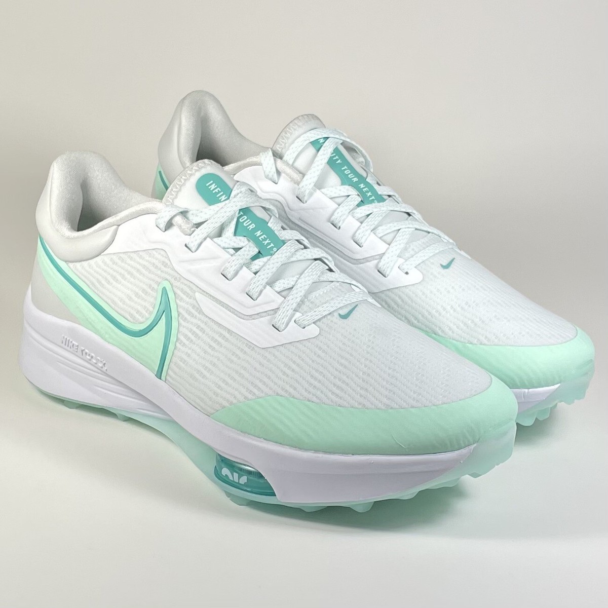 Nike Air Zoom Infinity Tour NEXT% Golf Shoes Mint Foam Men Sz 8 DC5221-143 Nike Air Zoom Infinity Tour Next% White Mint Foam Golf Shoe  main image 4