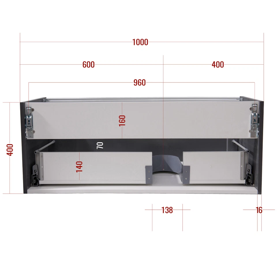 Bernstein Badmöbel Set 100 cm Waschbecken mit Unterschrank LED Spiegel optional - Bild 4 von 4