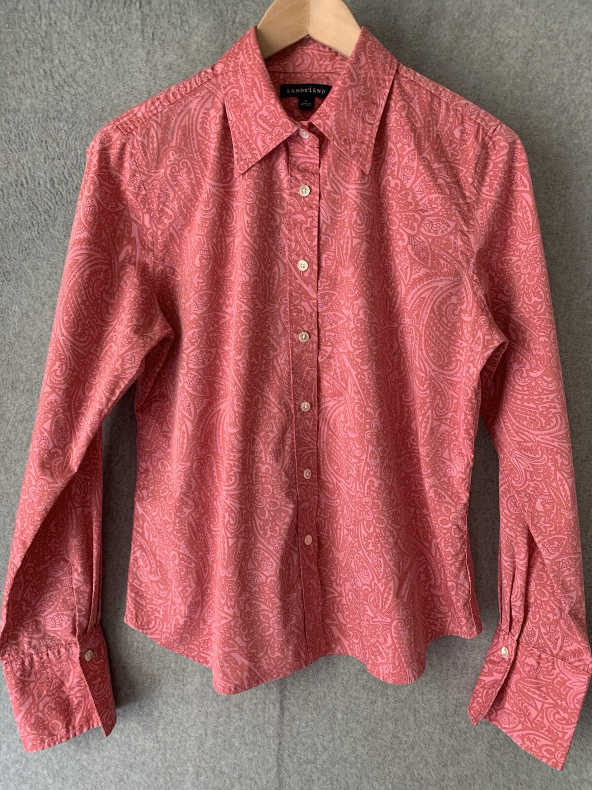 Vintage Y2K Floral Button Down Blouse in Pink Cotton Blend Size 12