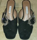 TABITHA SIMMONS SELENA Black Suede Crystal Sandals Mules Shoes Sz 40 ITALY 🇮🇹 — photo 1