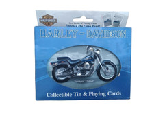 2001 HARLEY DAVIDSON Collectible Tin & 2 Decks Playing Cards - Springer Softail
