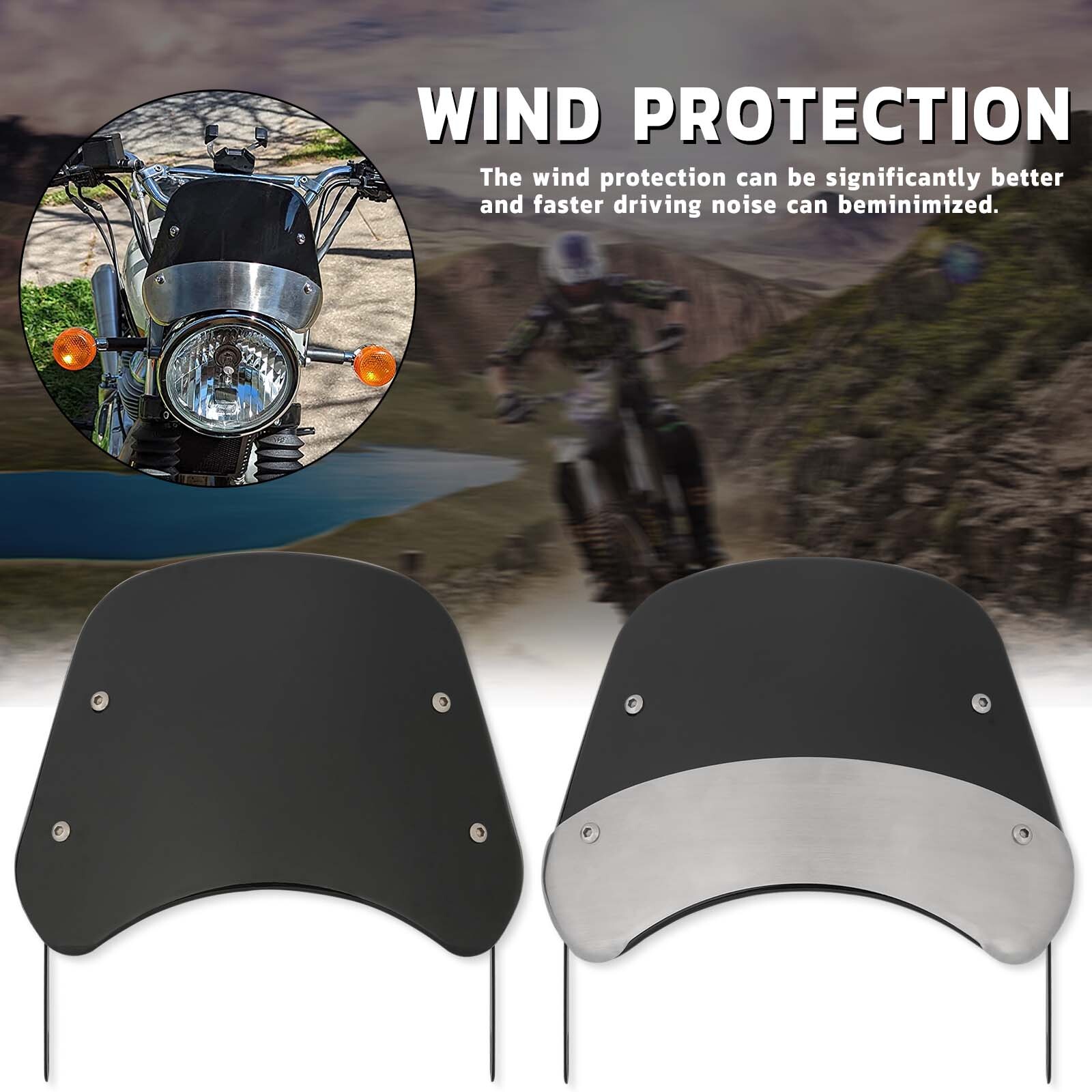 Motorcycle Windshield 5-7'' Headlight Windscreen Wind Deflector for Hunter 350