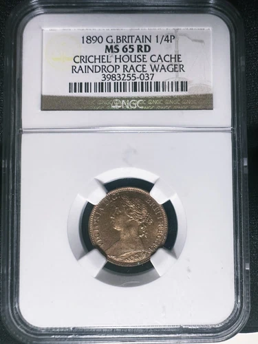 1890 Great Britain 1/4 Penny NGC MS 65RD
