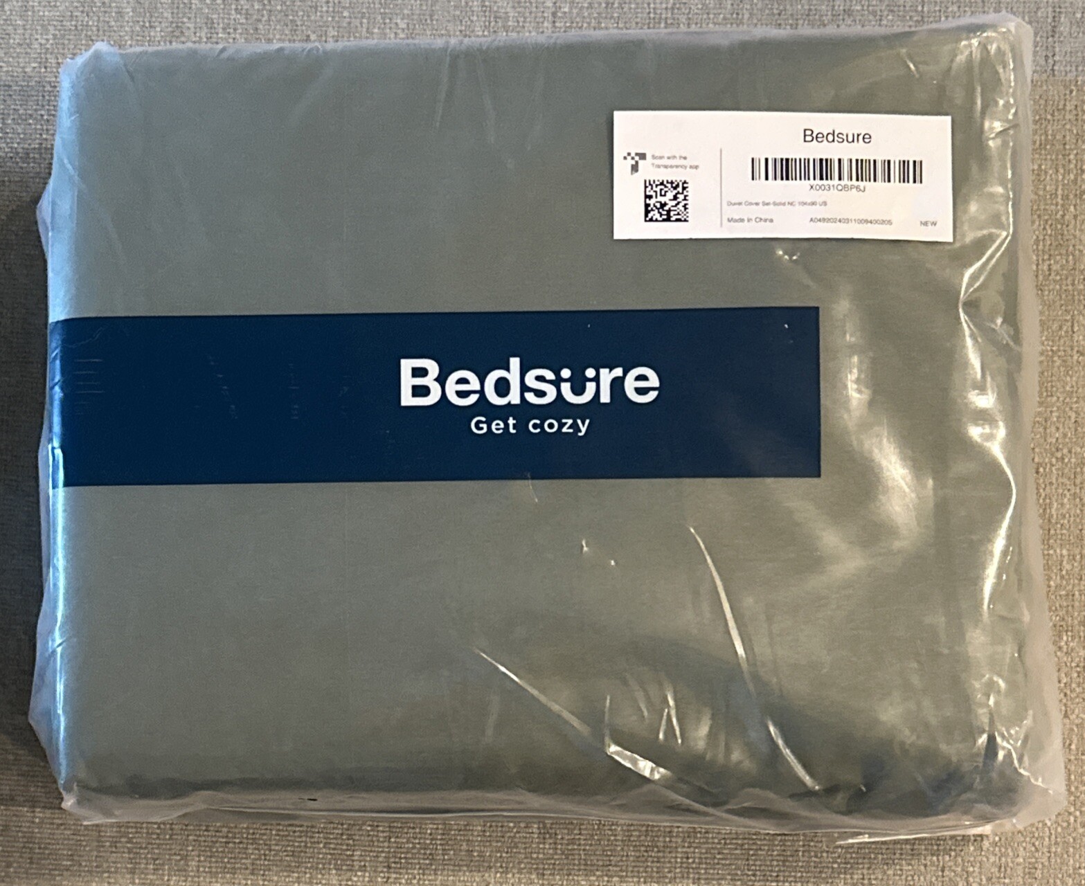 BedSure Moss Green King Duvet Cover Set 104x90 New Free Shipping-image