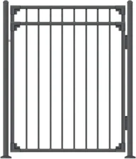 XCEL 4'W x 5'H Gate Kit Black Ornamental Steel 3 Rail Flat Top and Bottom