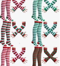 12 Pair Long Striped Socks over Knee Tights High Arm Warmer for Christmas ...
