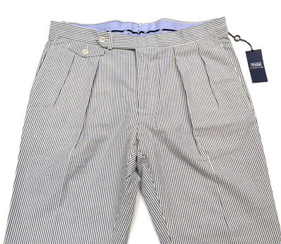 Polo Ralph Lauren Double Pleated Seersucker Stripe Dress Suit Trouser Pants 36