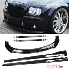 Front Bumper Lip Splitter Spoiler Side Skirts Body Kit For Chrysler 300