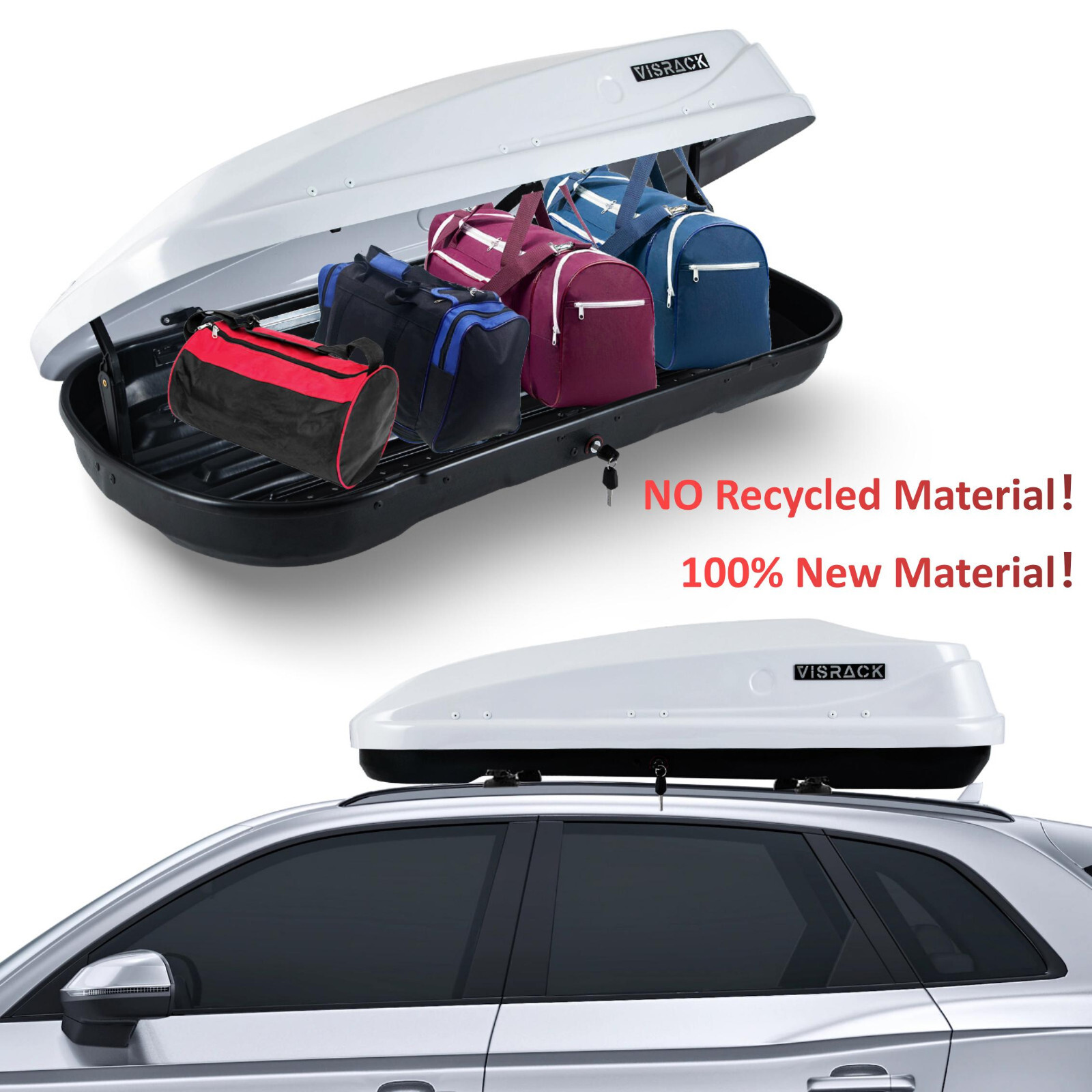 13 FT ³ Rooftop Cargo Box Luggage Carrier w/2 Keys,Both Side Open Easy Install