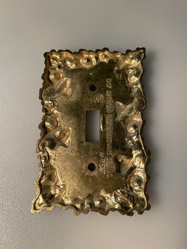 Vtg Light Switch Plate Cover 75T Floral Gold 1967 American Tack Hardware Co #2 - Picture 3 of 4