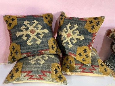 Set of 4 Cushion Cover Kilim Pillow case Southwestern Turkish Aztec Navajo 18''