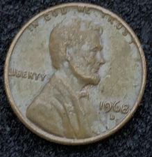 1968 D Lincoln Memorial Cent Broad-Strike Penny Error Variety Brown