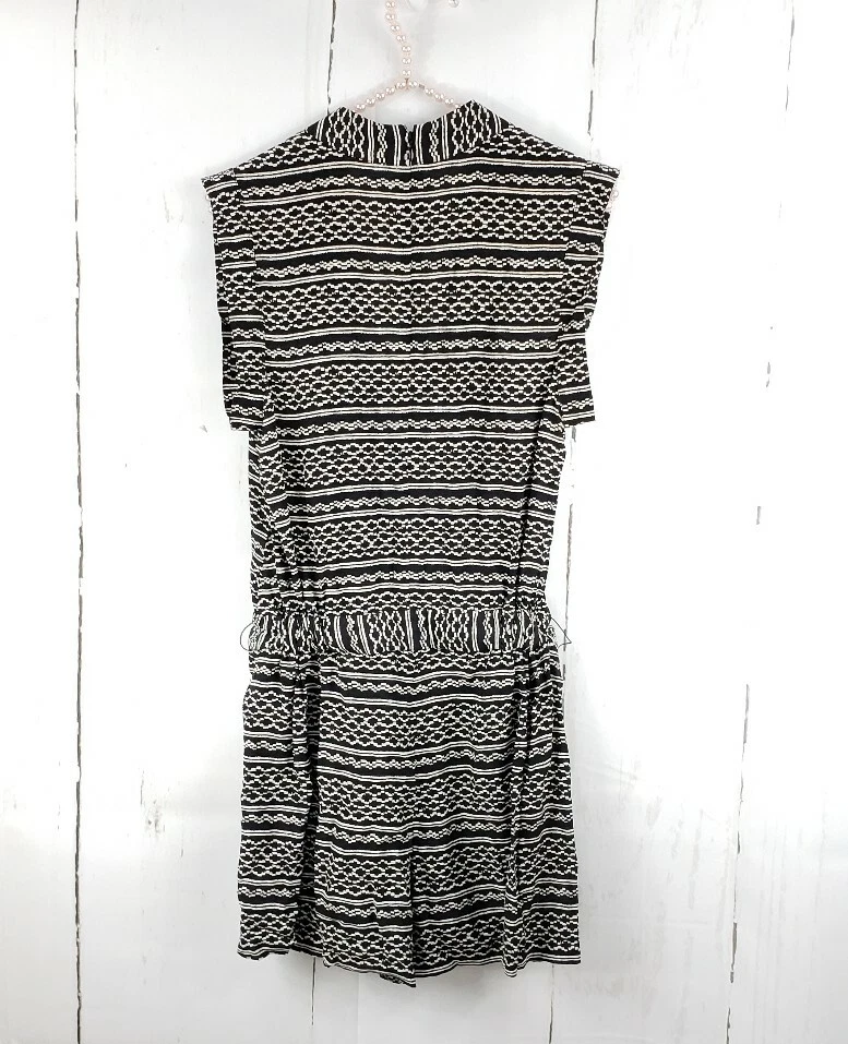 Madewell 100% Silk Kimono Romper in Tidalwave Print Size Small S Black White - Image 4 of 4