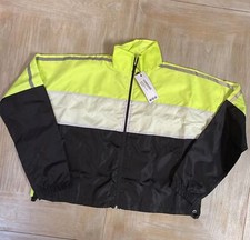 Womens Jacket UK 12 Black Reflective Sports Windbreaker Shell Panelled RRP £50