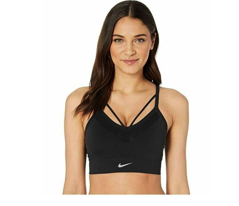 NWT$35 Nike Women's Seamless Light Impact Sports Bra AQ0123 Black Size XS