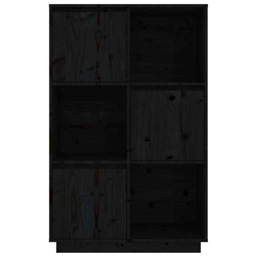 NNEVL Highboard Black 74x35x117 cm Solid Wood Pine - Picture 5 of 10