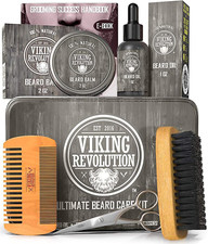 Ultimate Beard Grooming Kit Brush Comb Balm Oil Scissors Tin 58 characters 