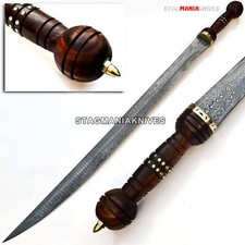 Espada forjada a mano romana XV Apolinar Damasco Gladius lista para la batalla