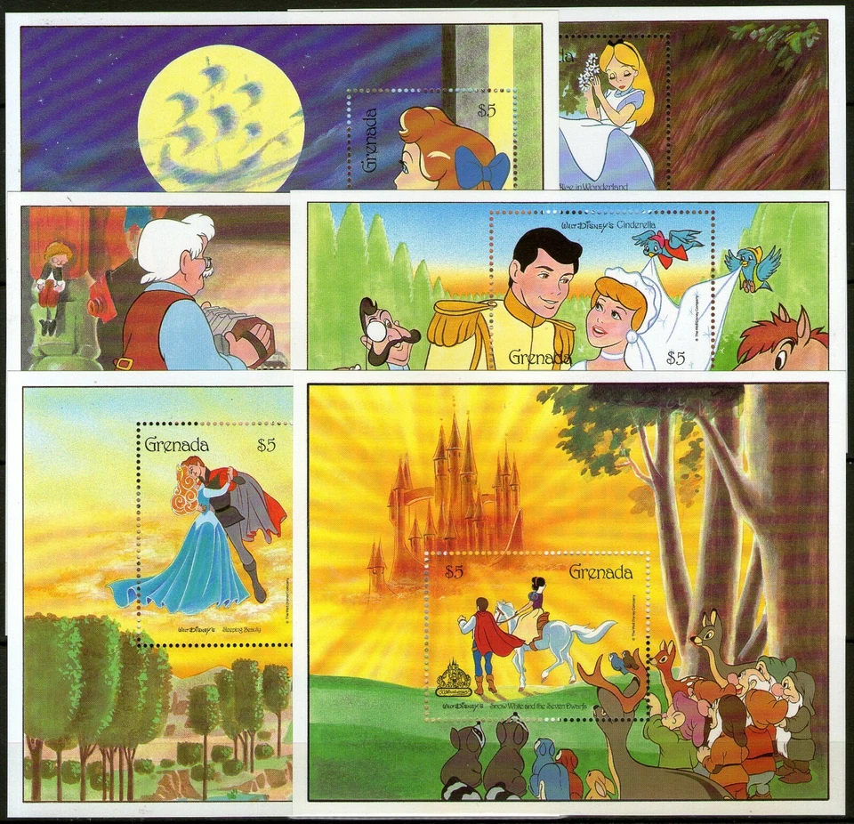 GRENADE: "blocs" BF.n°179/184 **, "contes, Walt Disney" (cote 45€) - Photo 1/1