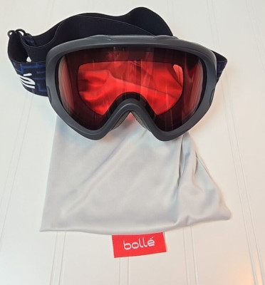 BOLLE SKI GOGGLES Black Frames Red Lenses Snowboard Adjustable Strap