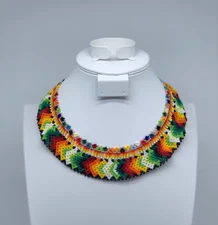 Embera Chami beaded necklace by women of the Colombian indigenous tribe 2019