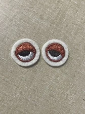 2 Vintage Embroidered Felt EYE EYEBALLS Patch Itty Bitty Tiny Patches Pair Eyes