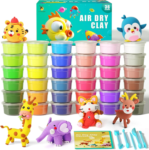 Air Dry Clay Kit, 36 Colors Modeling Clay for Kids, Soft Squishy Molding with Sc - Picture 11 of 12