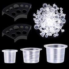 Professional Tattoo Ink Cups Set - 300pcs Mixed Size Ink Caps (SML) with 2 In...