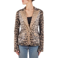 Just Cavalli Vintage Women's Brown Leopard Print Blazer Jacket Size M