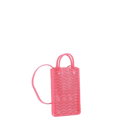 Alaia Garance Phone Holder Crossbody Bag Laser Cut Leather Small