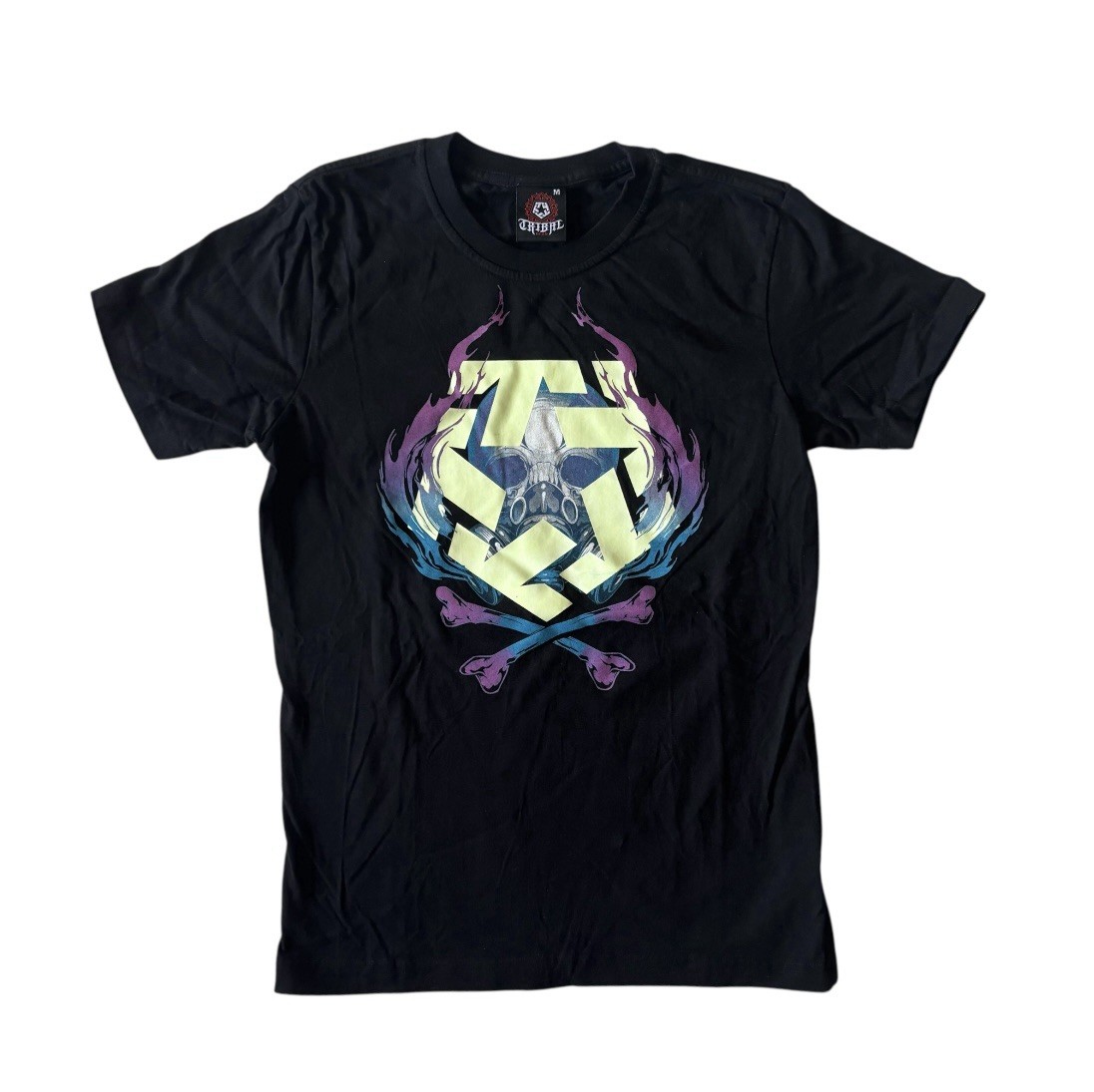 TRIBAL GEAR ゲームシャツ Tribal Gear Shirt Sz M Gas Mask Flames Bones Graphic Classic Skate