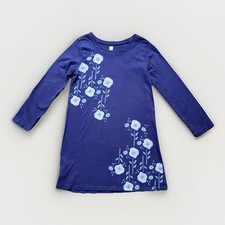 Tea Collection Cherry Blossom Dress Girls S/5 Purple Kimono Floral Pima Cotton 