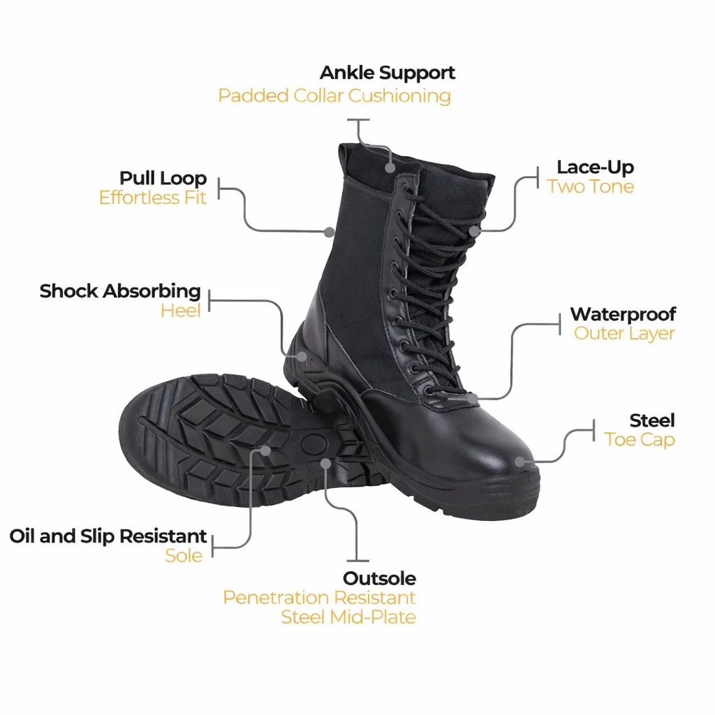 Mens Military Safety Boot Steel Toe Shock Absorbing High Ankle Tactical Boot