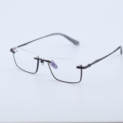 OSoptical DTX-416 Ultra Light 19g Titanium Rimless Eyeglasses Frame Black 55-19