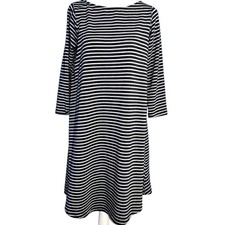 Thyme & Honey Black White Striped 3/4 Sleeve T-Shirt Dress Small 121835M