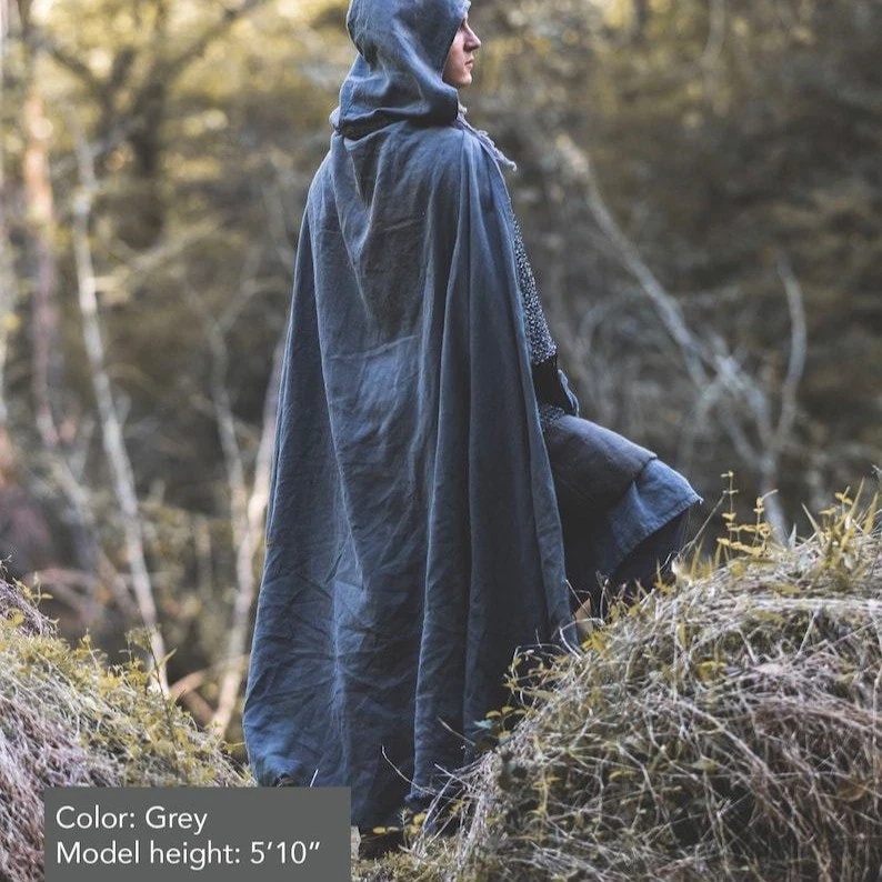Capa de guardabosques medieval - lino - 6 opciones de color Foto 4 de 4