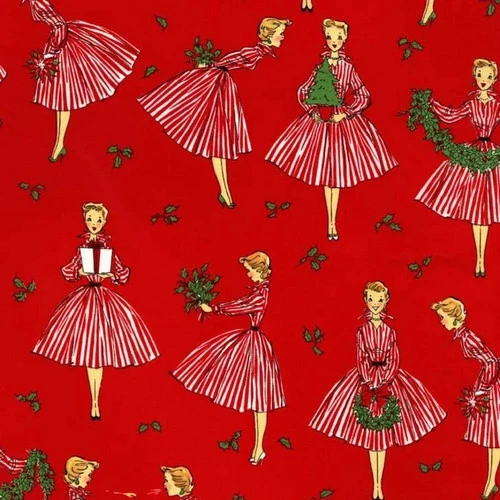 Michael Miller Retro Holiday Hostess Christmas Cotton Fabric BTY x 44" Wide - product listing photo