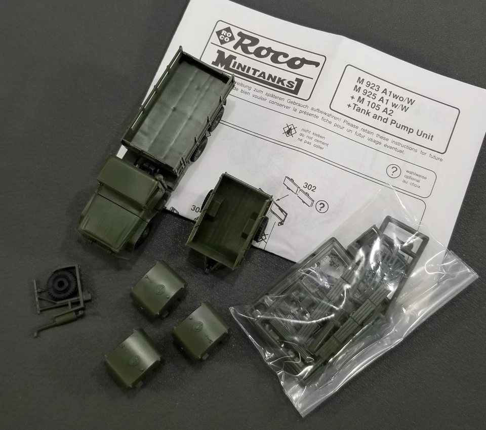 Juego de unidad de tanque y bomba Roco Minitanks M923A1 M925A1 M105A2 HO 1:87 IOB Foto 3 de 4