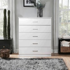 Modern Wooden Chest of Drawers Tall Wide 5 Drawer Bedroom Furniture Cabinet