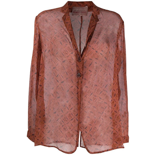 Romeo Gigli, Romeo Gigli A7090 Womens Vintage 90s Brown Silk Shirt Size 42-it