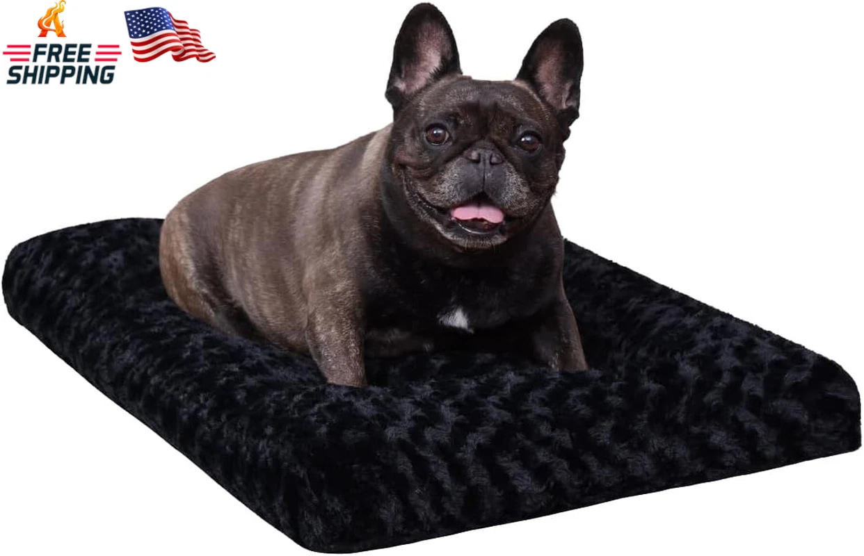 KSIIA Washable Dog Bed Anti-Slip Dog Crate Beds Deluxe Plush Kennel Pad Comfy Pe