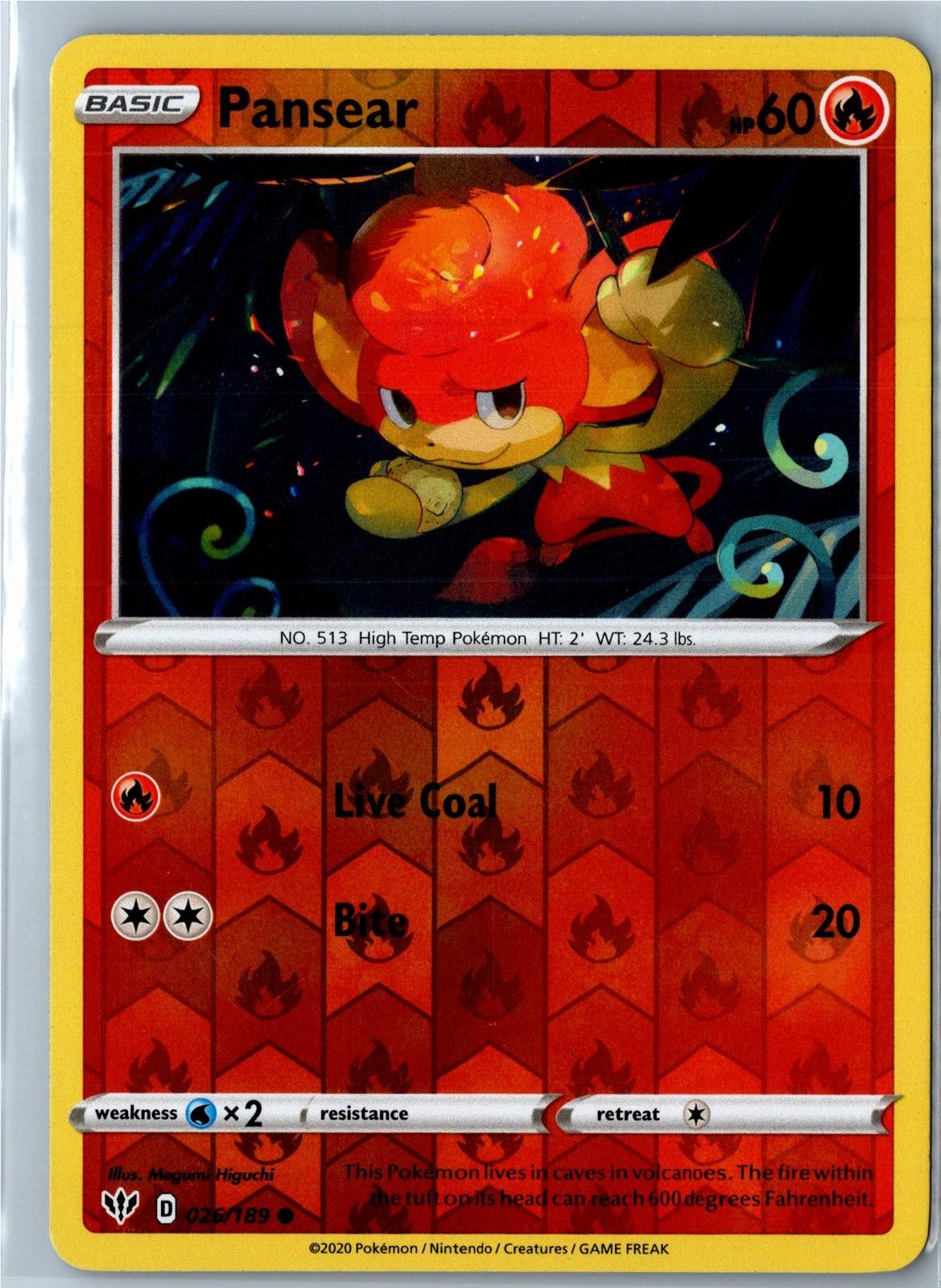 Pansear - Darkness Ablaze 026/189 - Common Reverse Holo LP - Pokemon Card