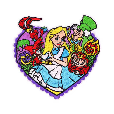 Alice In Wonderland Mad Hatter Cheshire Cat Retro Embroidered Iron on Patch 90s