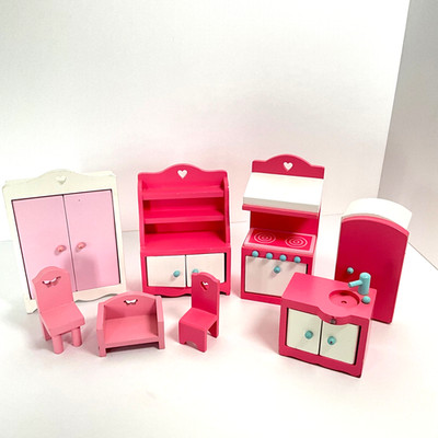 Frühförderzentrum ELC Rosebud Holz Puppenhaus Möbel & Küche rosa